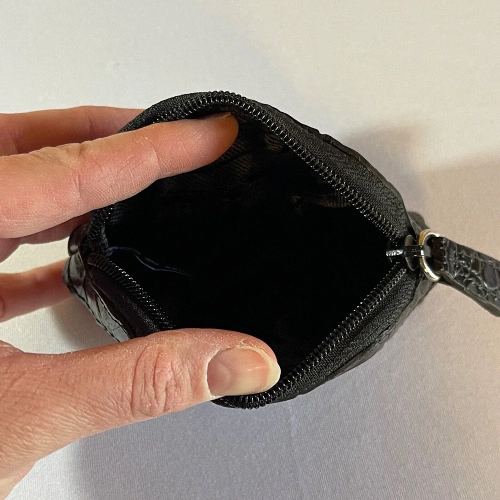 Brighton Coin‎ Change Purse Black Leather Lined Zipper Small Heart